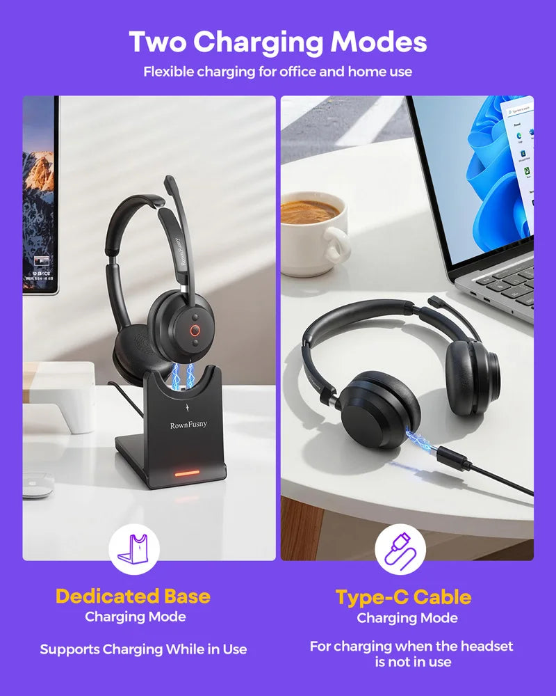 Rownfusny Auriculares Bluetooth Dongle USB Call Center