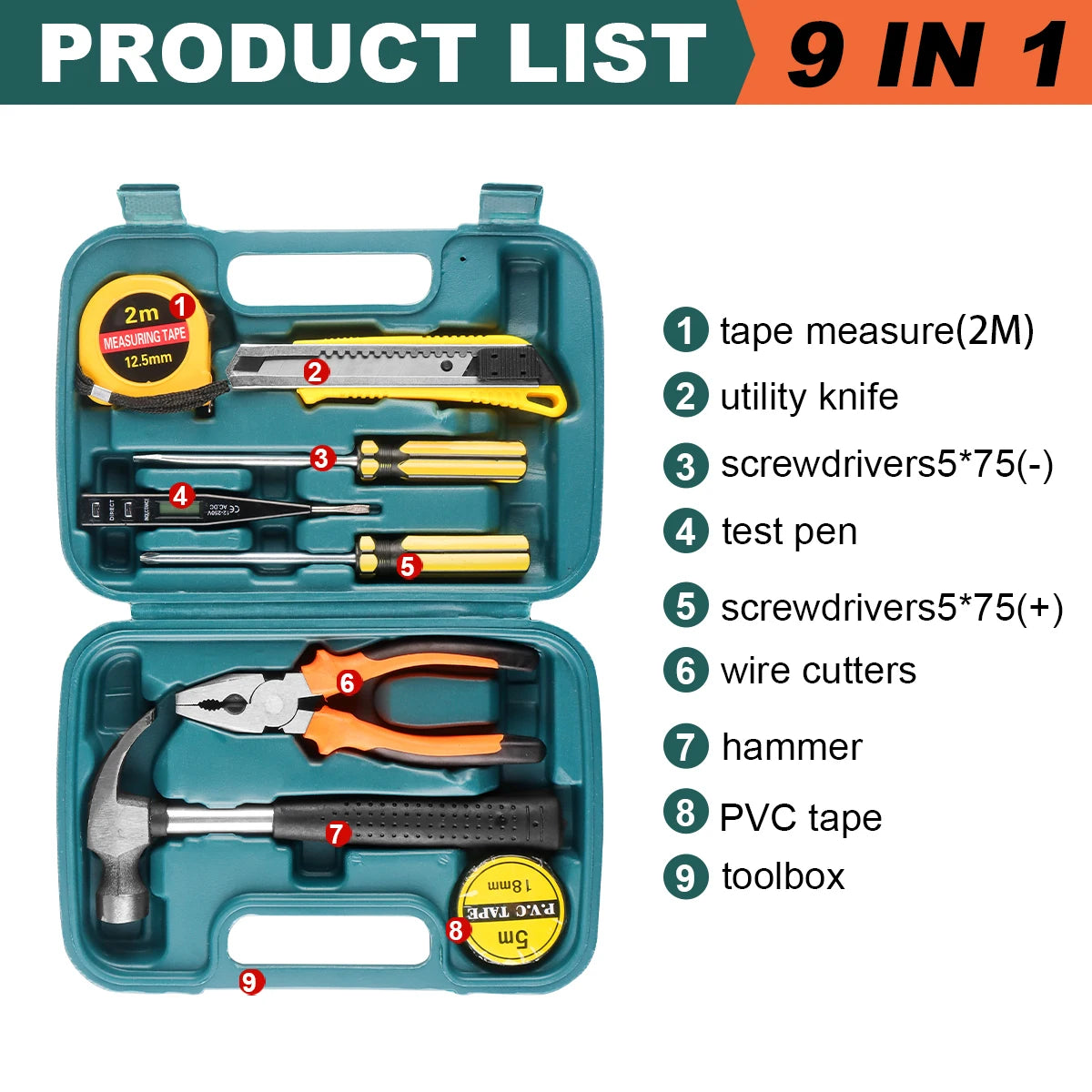 Kit de Herramientas Manuales con Caja de Almacenamiento