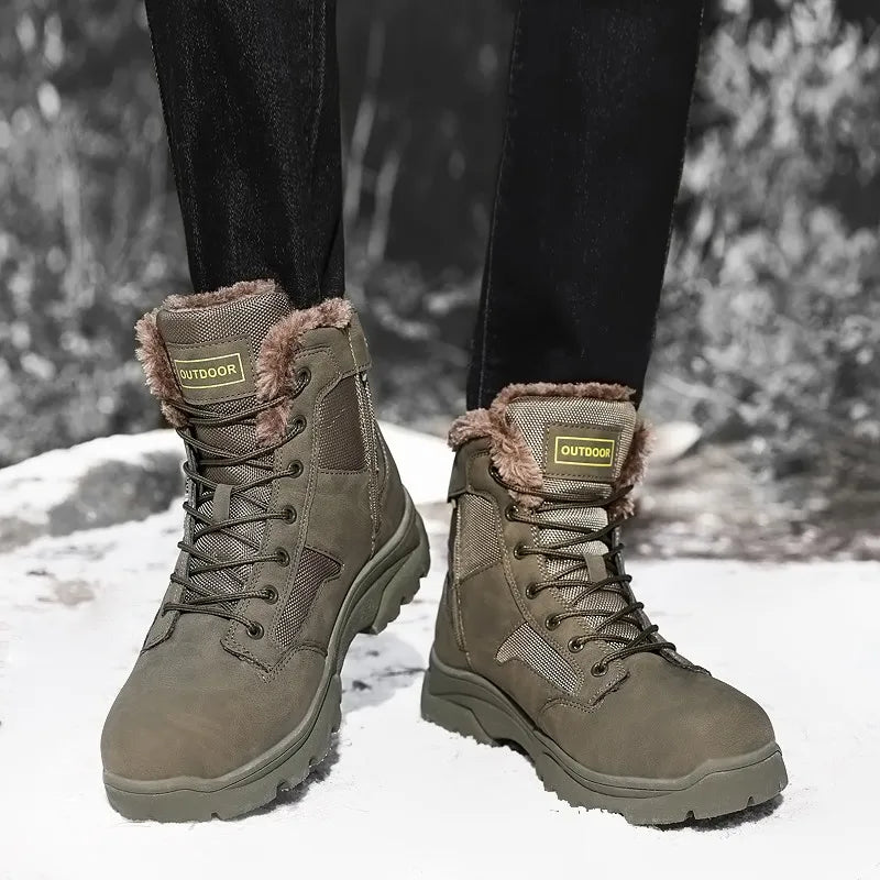 Botas de nieve para hombre forradas de piel, cálidas y antideslizantes
