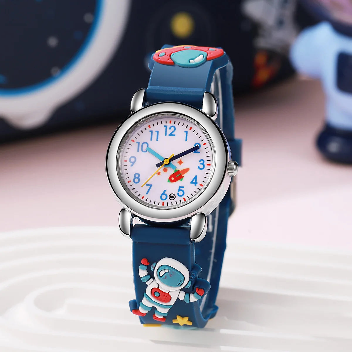 1/2 Uds. Relojes de dibujos animados 3D para niños, reloj de pulsera de cuarzo con patrón de astronauta, reloj electrónico deportivo para niños y niñas, regalo para estudiantes