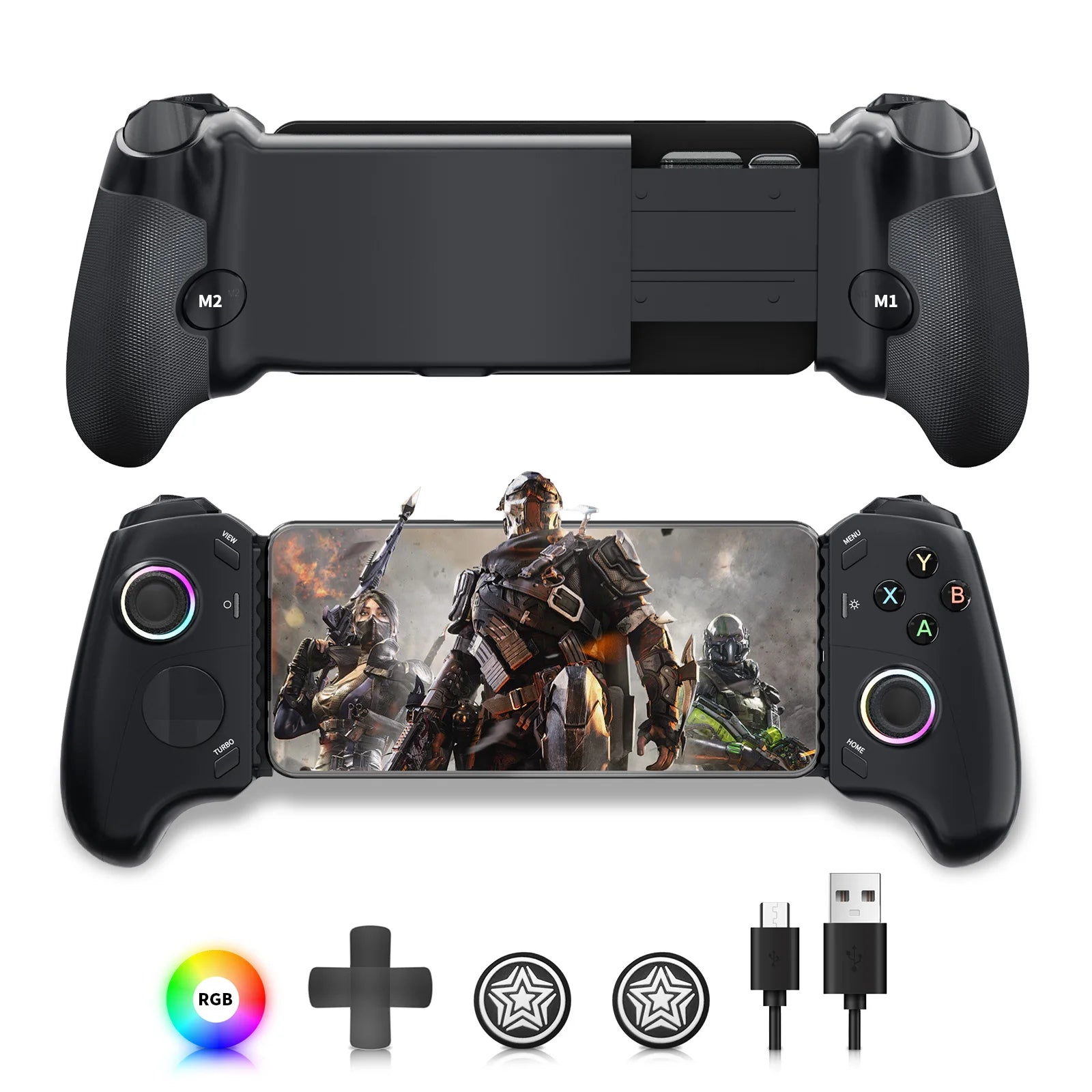 AceGamer Gamepad tipo C controlador de juegos móvil para iPhone 15 Series/Android, controlador de teléfono de estiramiento con joys de efecto Hall