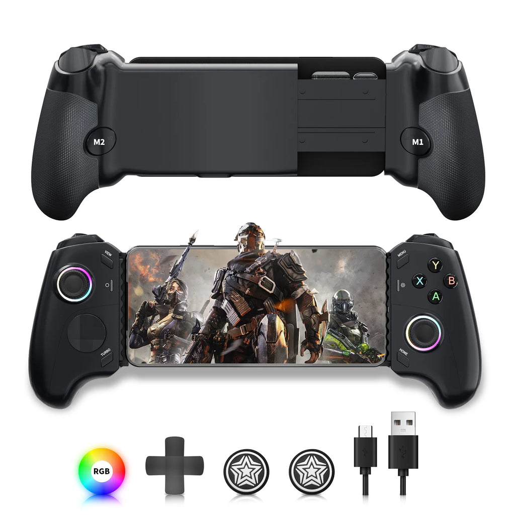 AceGamer Controlador de juegos móvil tipo C para iPhone 15 Series/Android, Gamepad de estiramiento Plug & Play con joysticks de efecto Hall