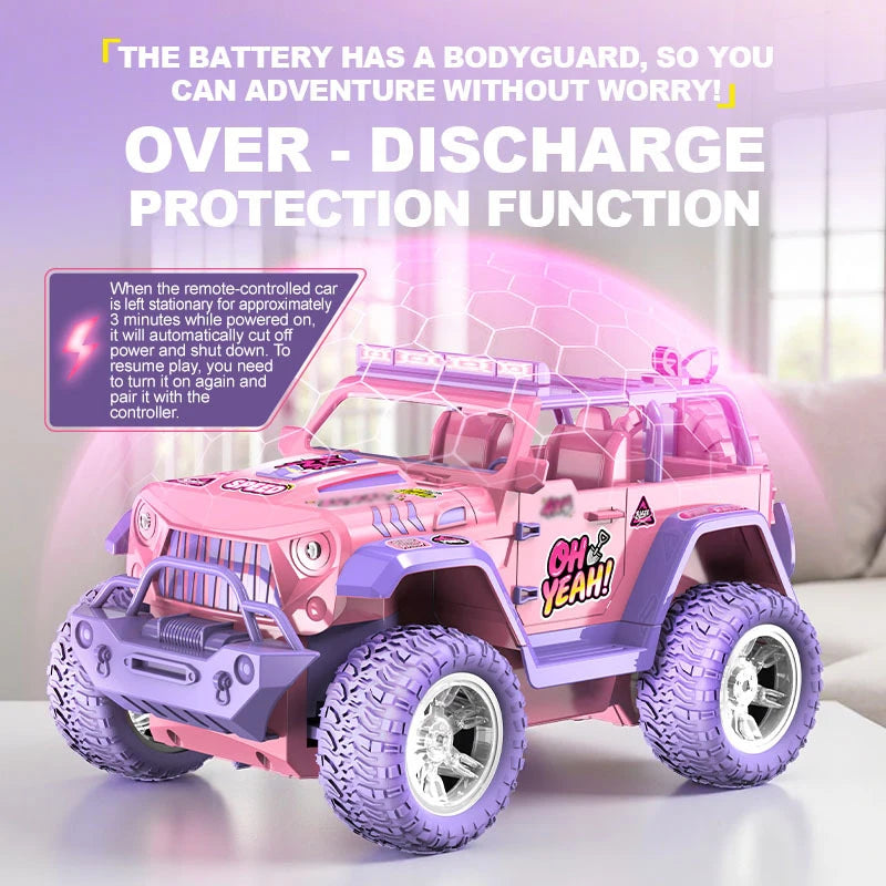 Coche RC Rosa 1:16 Todoterreno con Luces y Efecto Vapor