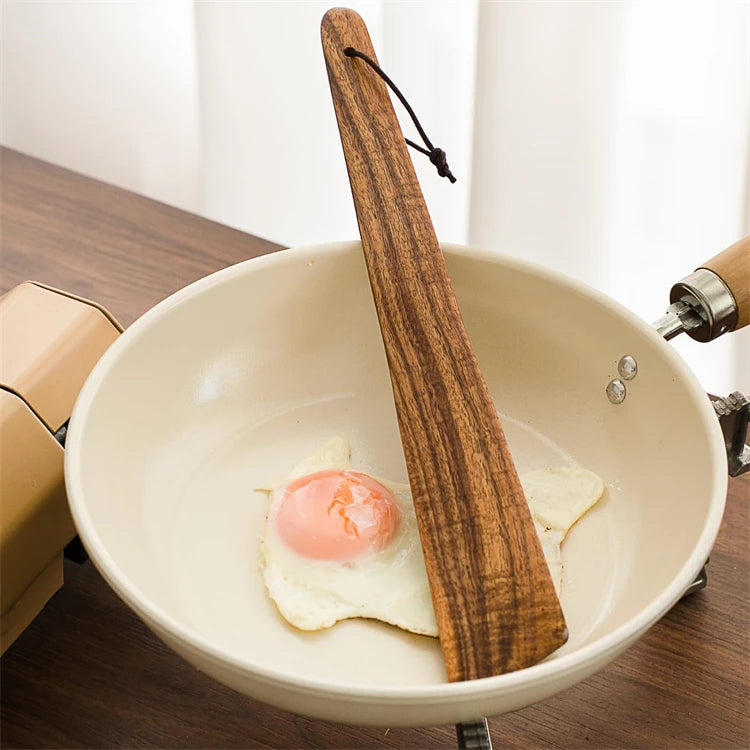 LMETJMA Espátula de madera de acacia, juego de utensilios de cocina de madera plana, espátula de madera no tóxica para voltear, rebanar y raspar