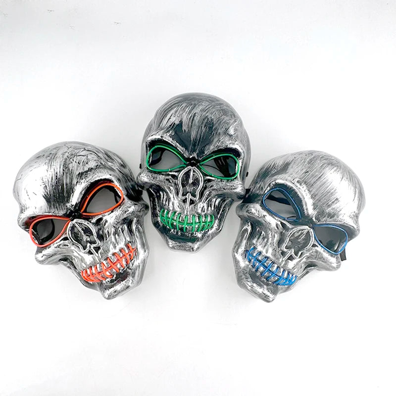 Máscara de calavera malvada, mascarada de Carnaval de Halloween, Casa Encantada, decoración aterradora, esqueleto de Cosplay, Fiesta Temática aterradora, máscara iluminada