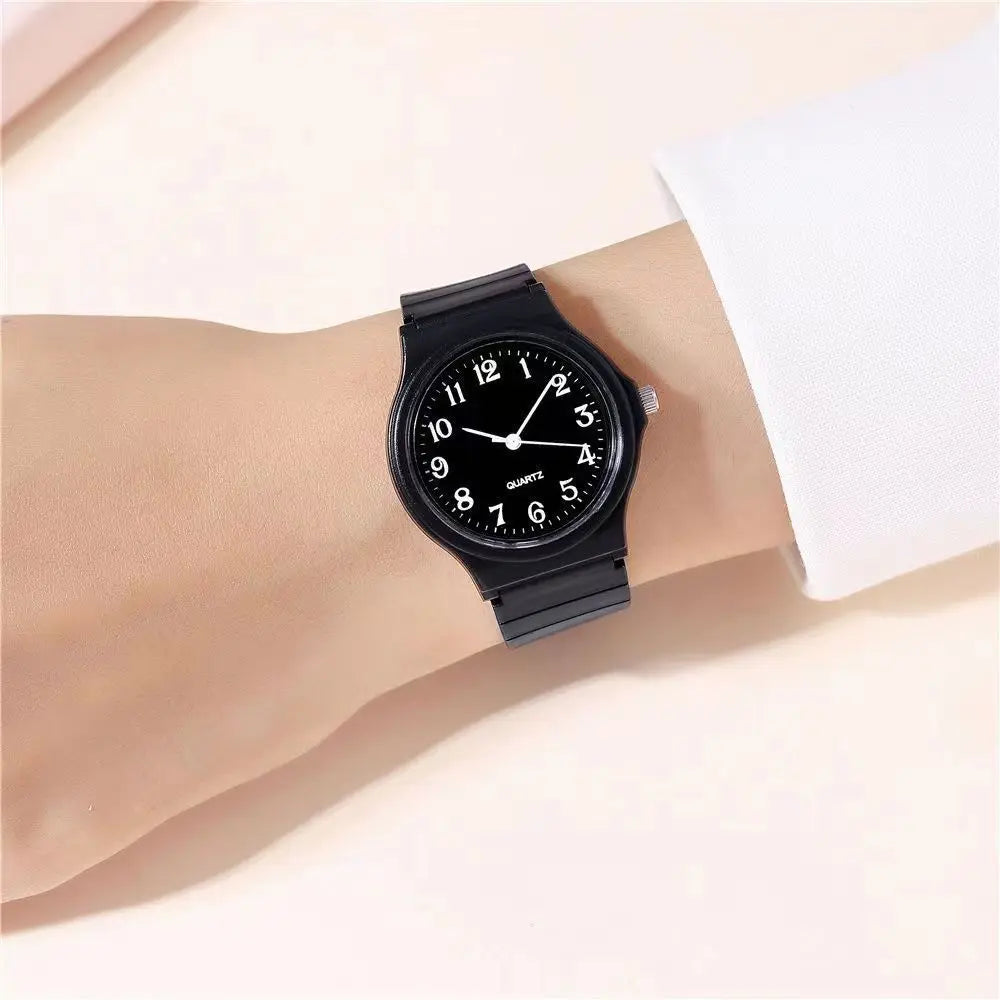 Reloj negro Simple, relojes de cuarzo para mujer, correa de silicona, reloj de pulsera de ocio para mujer, reloj de examen ligero de lujo para estudiantes, regalos