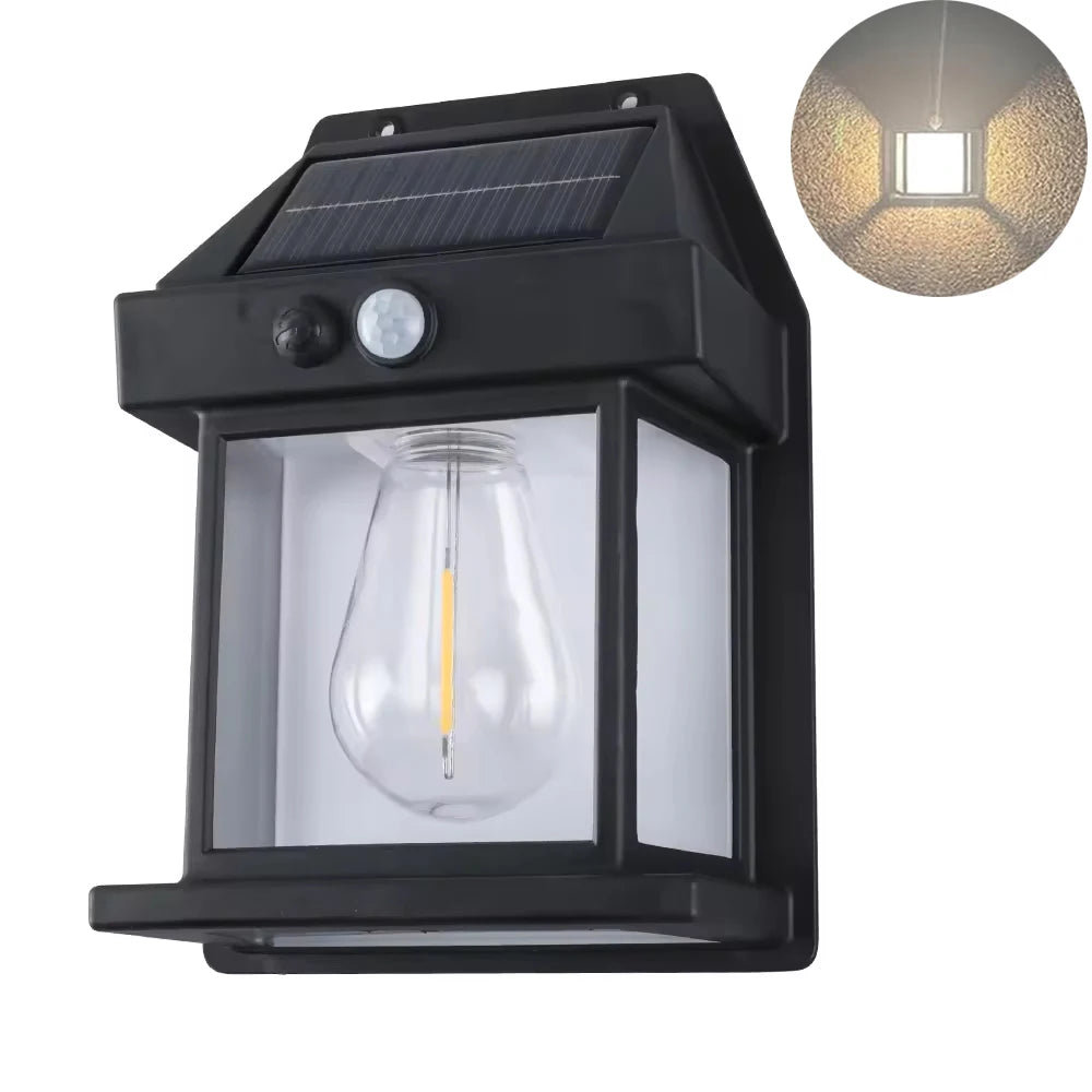 Lámparas Solares de Pared Exterior con Sensor de Movimiento Retro