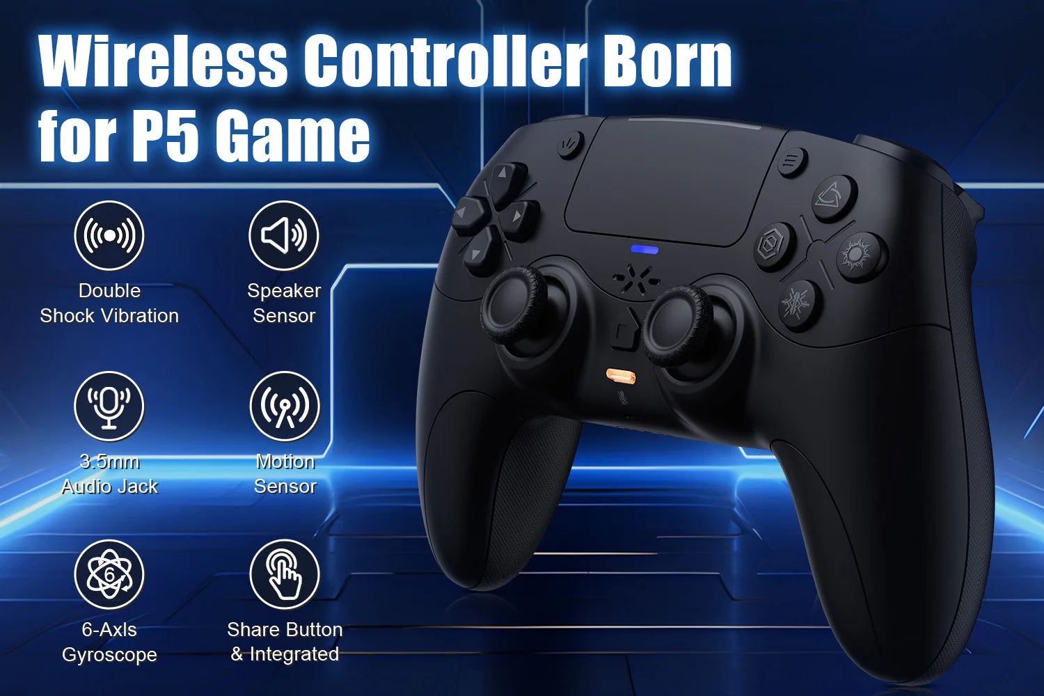 Mando inalámbrico para Playstation 5 con Turbo Dual Sense, vibración adaptativa, gatillos, micrófono externo, controlador de juegos para consola PS5