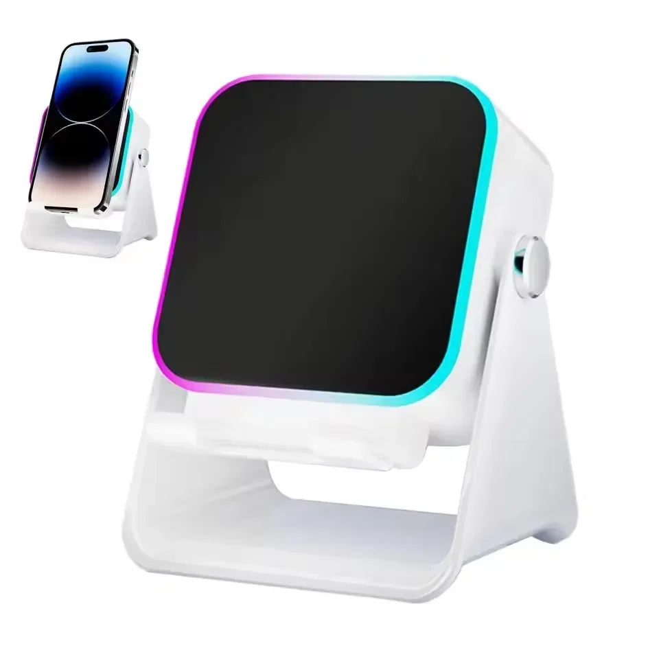 NUEVO Altavoz Inalámbrico de Inducción Automática 5 en 1 con 8 Modos de Luz RGB, Soporte para Teléfono, Sonido Envolvente, Soporte Portátil para Teléfono con Bluetooth
