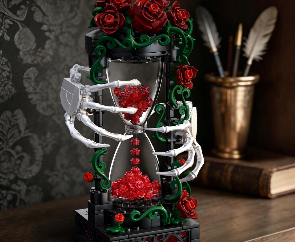 Set de Bloques de Construcción de Violín con Corona de Rosas y Cruz de la Serie Noche Gótica, Modelo MOC, Juguete de Ensamblaje, Adorno de Escritorio, Regalo de Cumpleaños