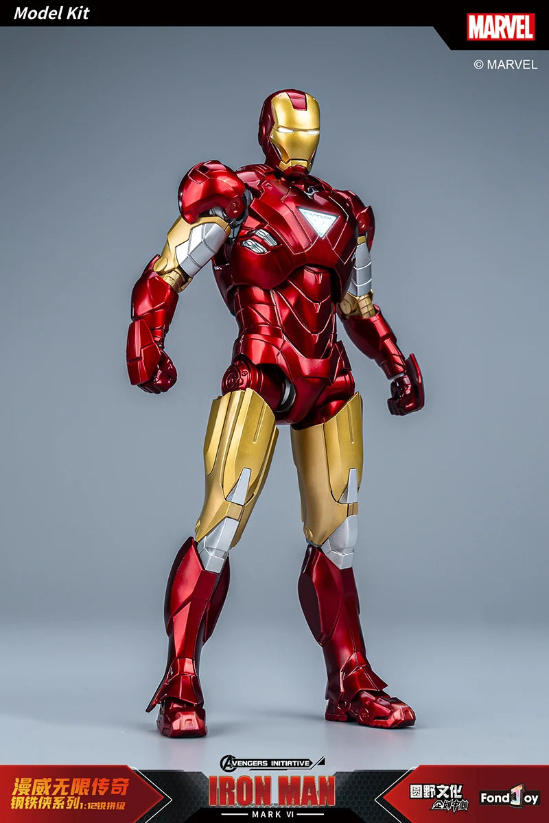 Figura de Anime de Iron Man MK5 de Marvel, Kit de Modelo a Escala 1/12, Serie Infinity Saga, Ironman Mark 5, Ensamblaje ABS, Articulaciones Móviles, Regalos y Juguetes