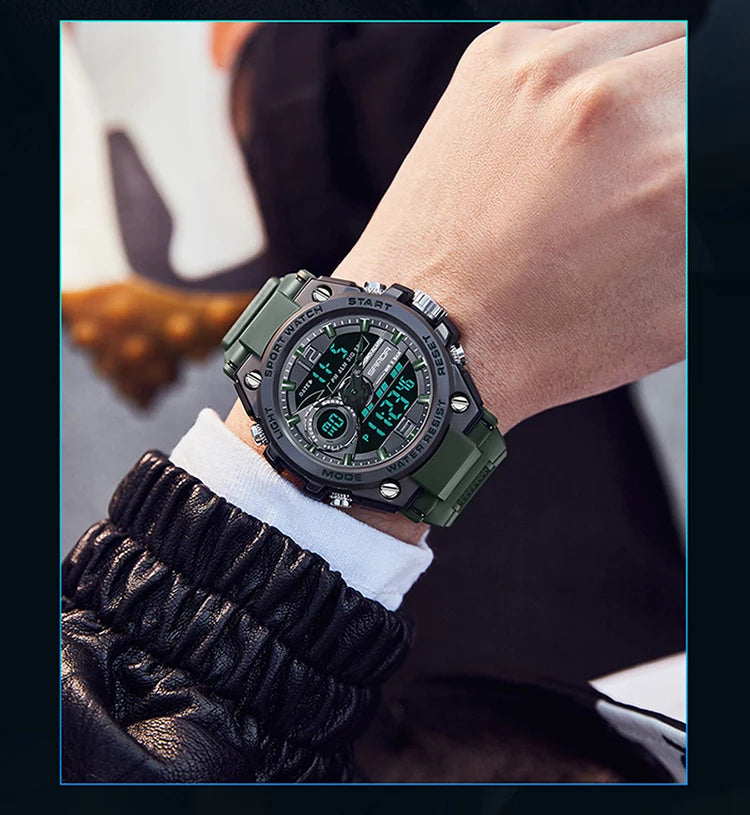 Reloj Deportivo Militar SANDA 6092 Pantalla Dual LED, Resistente al Agua