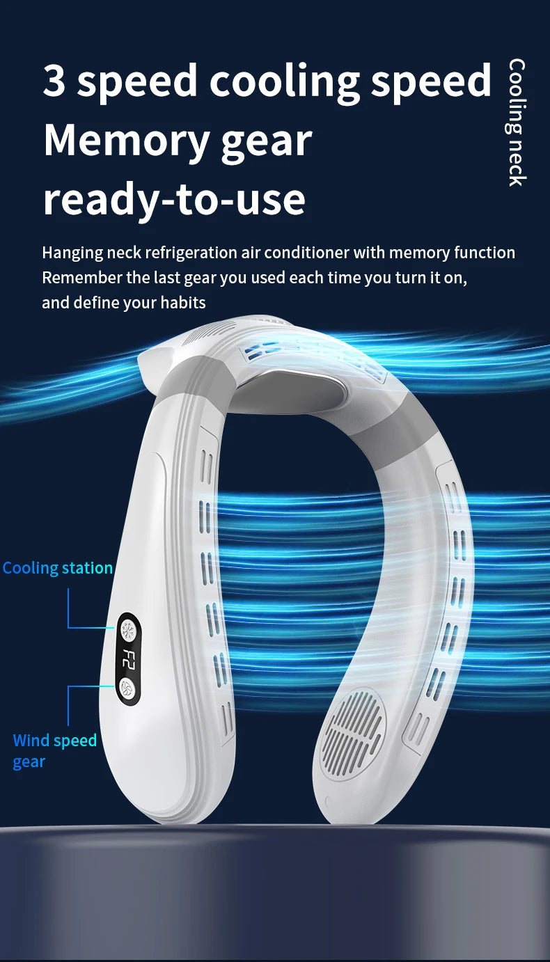 Nuevo ventilador de cuello portátil, aire acondicionado de cuello de 5200mAh, ventilador de refrigeración Semiconductor recargable, ventilador Personal para exteriores, refrigerador portátil