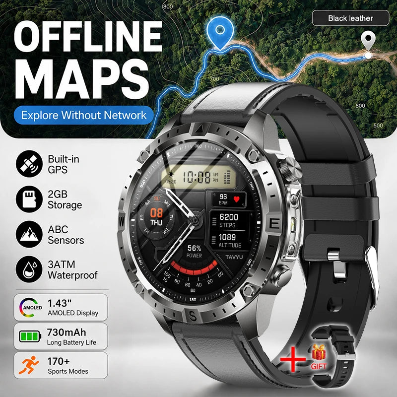 Reloj Inteligente Deportivo con GPS, Mapa Offline y Pantalla AMOLED