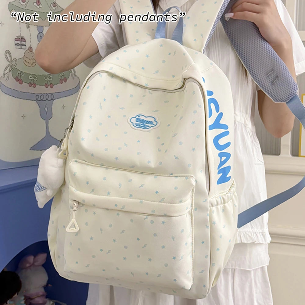 Mochila de Nailon con Estampado de Estrellas para Adolescentes