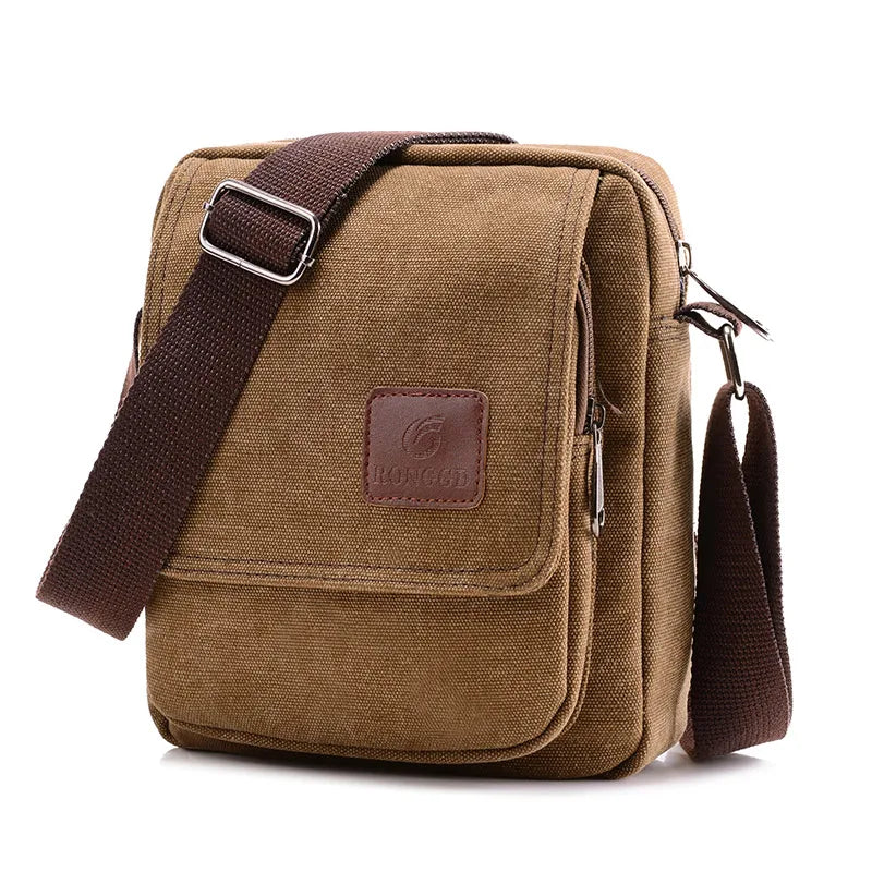 Bolso Cruzado de Lona Retro para Hombre - Casual para el Día a Día