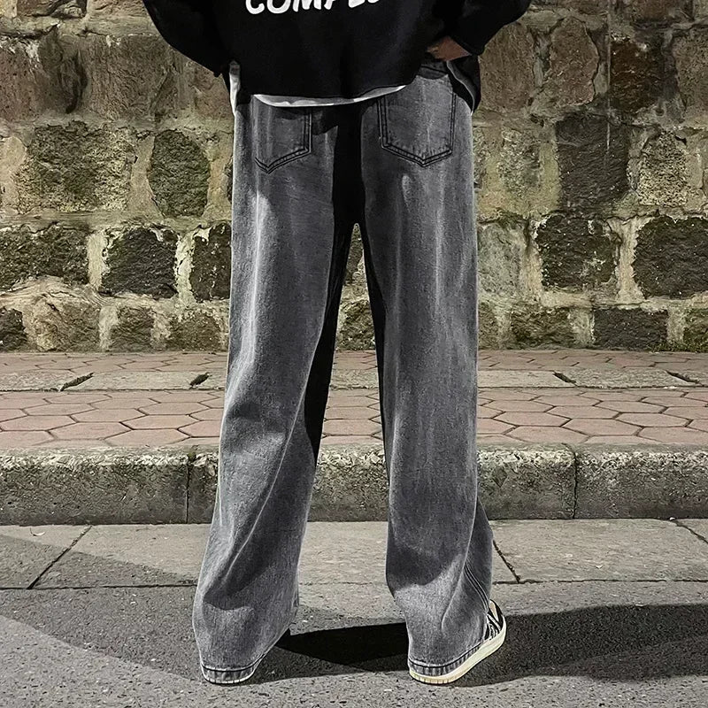 Pantalones Vaqueros Coreanos Sueltos, Estilo Calle, Pierna Ancha