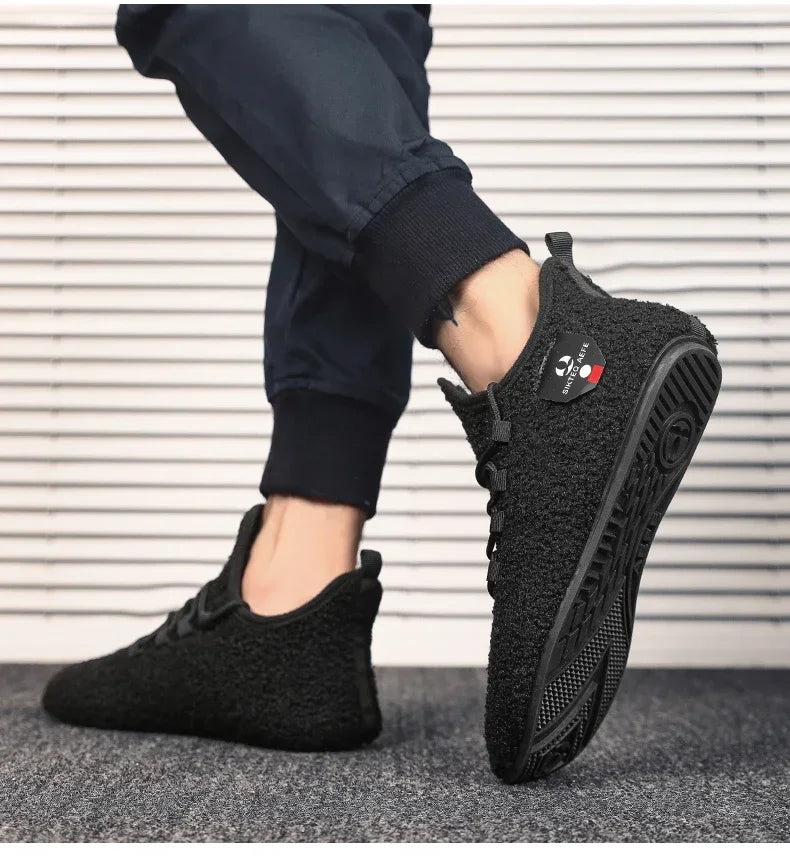 YRZL zapatos de algodón de invierno para hombre, zapatillas de invierno ligeras con cordones cálidos, mocasines de algodón para el hogar y el dormitorio de felpa, zapatos cálidos para hombre