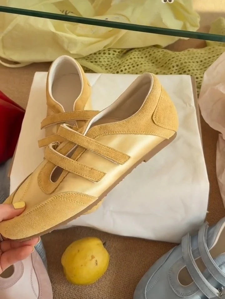 Zapatos Mary Jane para Mujer, Primavera-Otoño 2026 |   Zapatos Planos de Lona Estilo Francés |   Zapatos Casuales con Puntera Ancha, Suela Suave y Cierre de Velcro