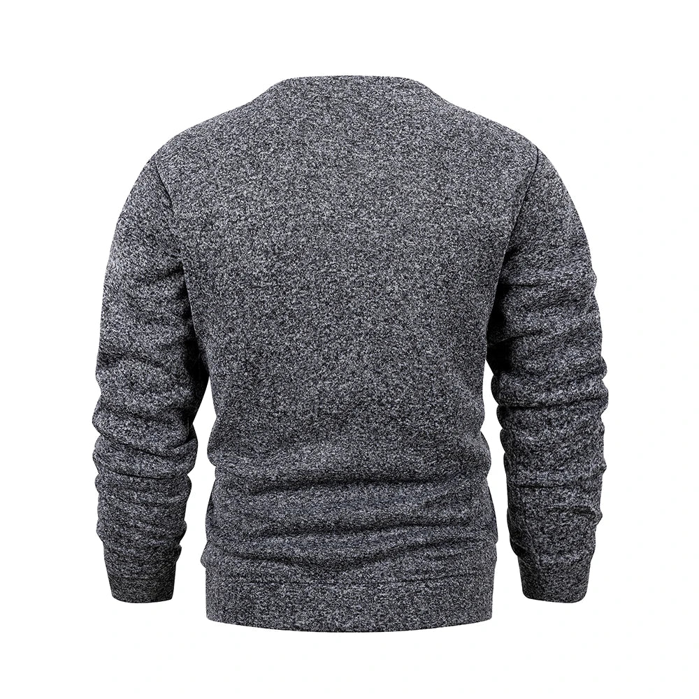 Suéter de punto para hombre, cuello redondo, colores sólidos