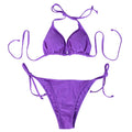 Conjunto de Bikini de Dos Piezas para Mujer, a la Moda, 2026, Sexy, Sólido, Triangular, con Tanga, Ropa de Playa