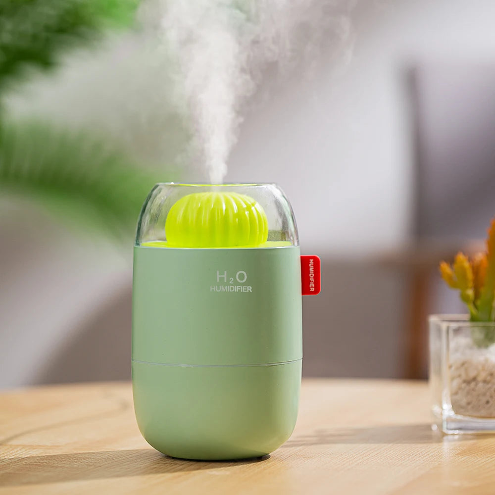 Humidificador de Cactus, luz nocturna de ambiente, modo de pulverización de dos engranajes, humidificación silenciosa aplicable a dormitorio, oficina, sala de estar