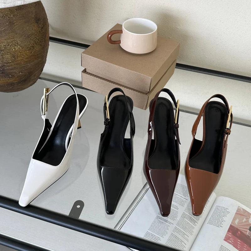 Zapatos de Tacón Alto y Fino para Mujer con Hebilla y Punta Estrecha