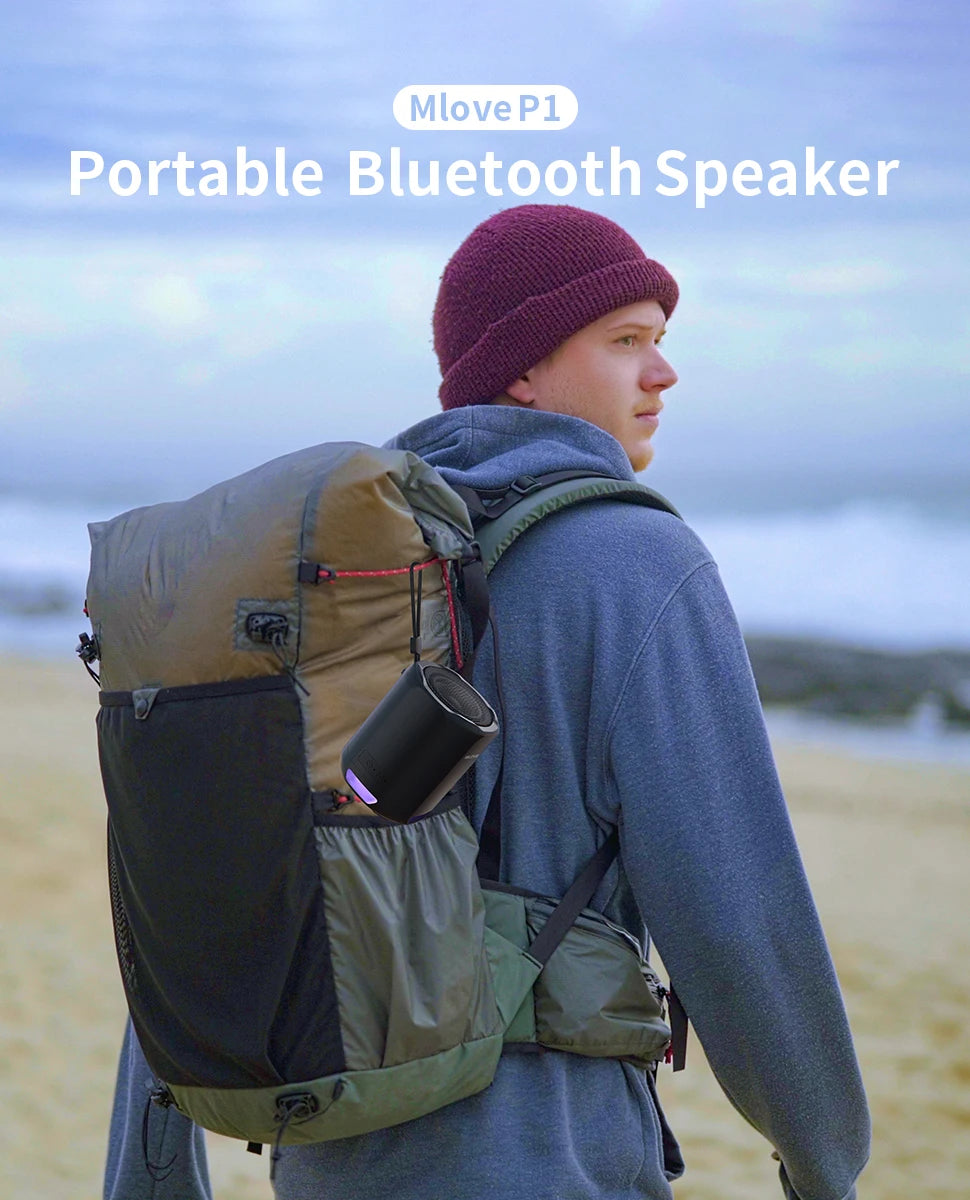 MLOVE Altavoz Bluetooth portátil, Bluetooth 5.3, luces RGB, sonido compacto de alta fidelidad, conectividad TWS