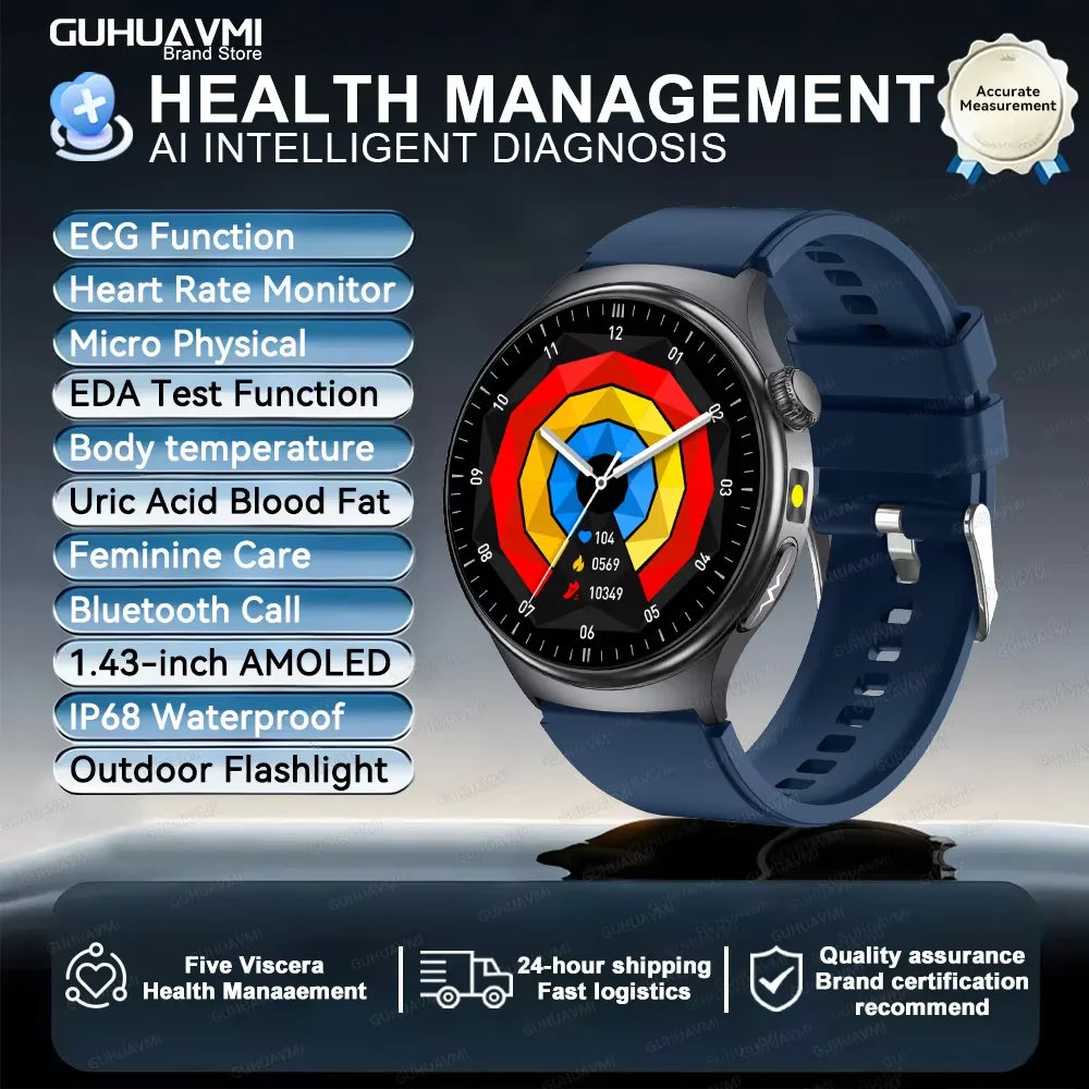 Reloj Inteligente con ECG, Grasa Corporal y Presión Arterial AMOLED