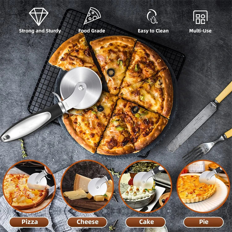 Cortador de Pizza Premium, rueda cortadora de Pizza de acero inoxidable, rebanador de Pizza súper afilado con mango antideslizante, utensilios de cocina JT542