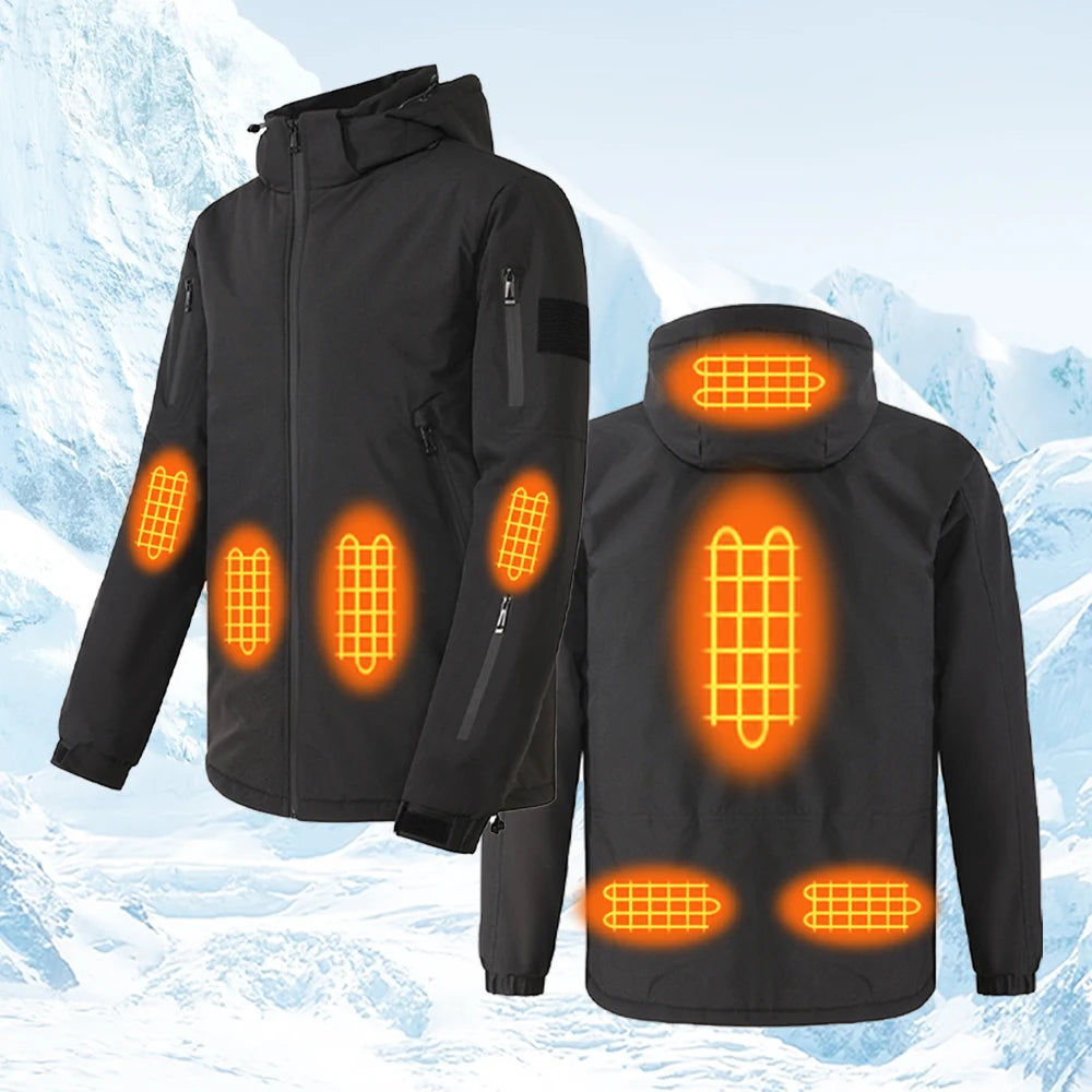 Chaqueta Calefactora con Capucha para Hombre | Calefacción USB 8 Zonas