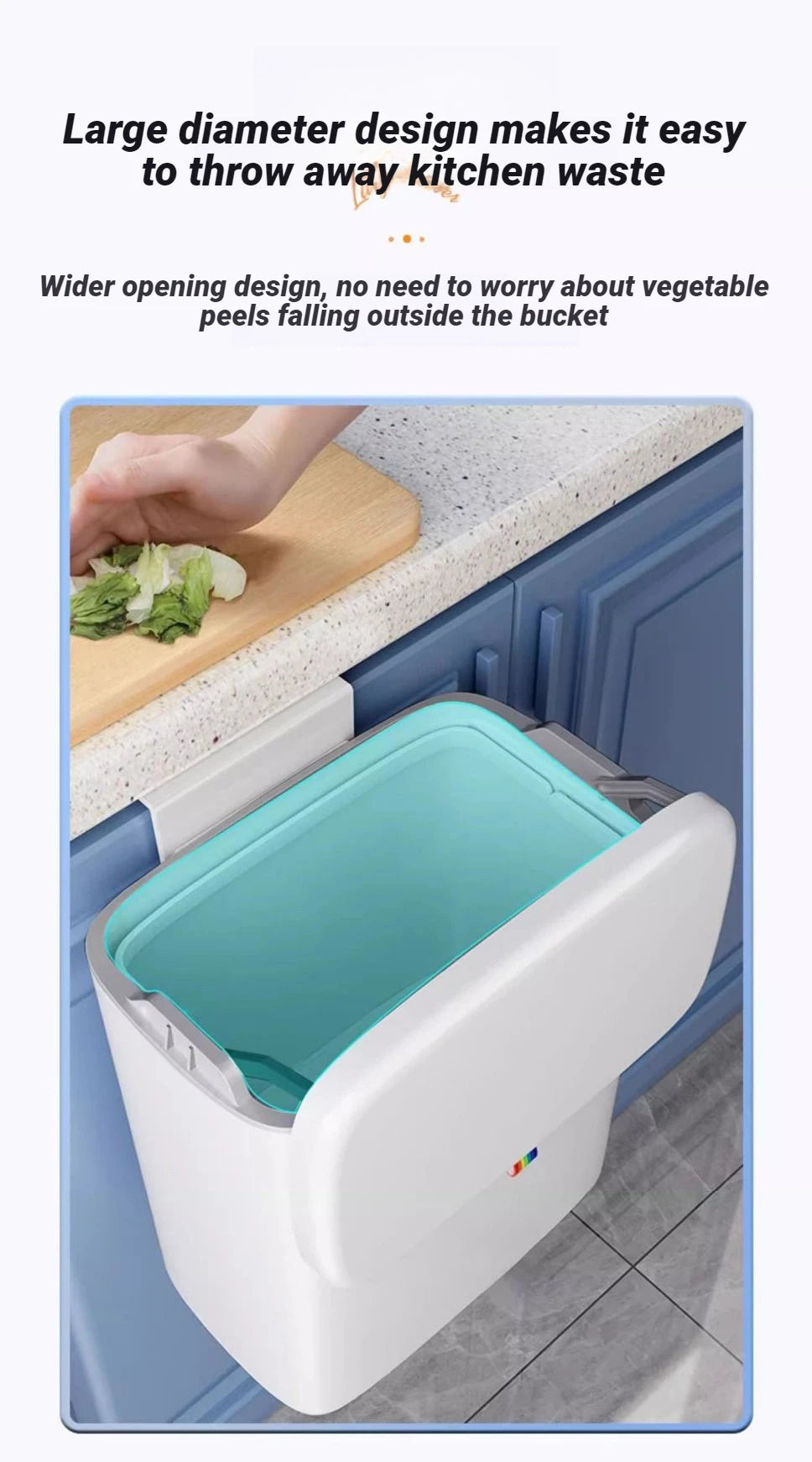 Cubo de basura Joybos para pared, 12 L con doble tapa sellada