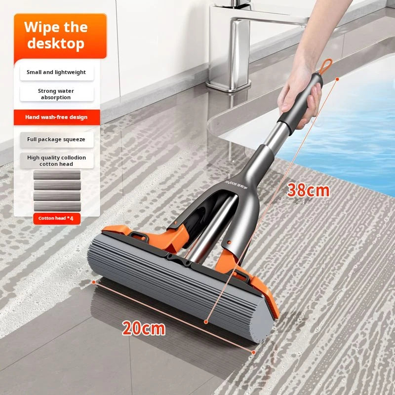Mini fregona de esponja Joybos con sistema push-pull, uso multiusos