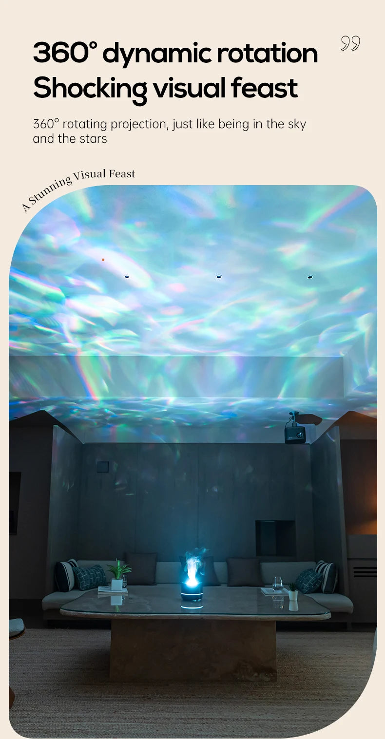 Difusor de aromaterapia 2 en 1, luz de proyección de cielo estrellado, difusor de aceites esenciales de 200ml, humidificador de niebla fría con luz colorida