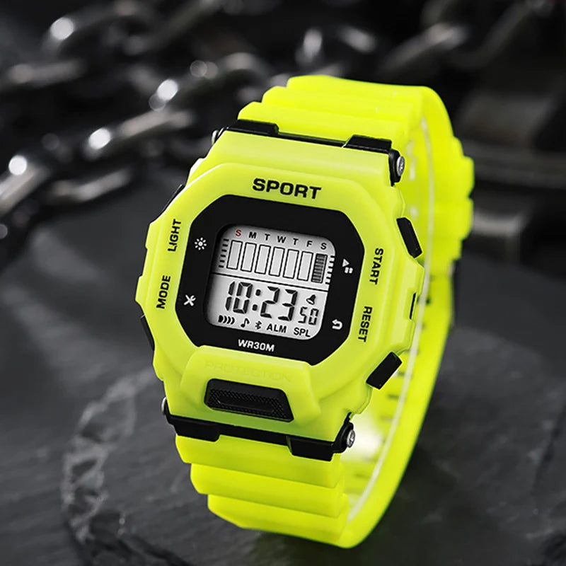 Reloj deportivo YIKAZE para hombre, relojes digitales LED resistentes al agua, tendencia de aventura al aire libre para estudiantes, reloj electrónico multifuncional para regalo