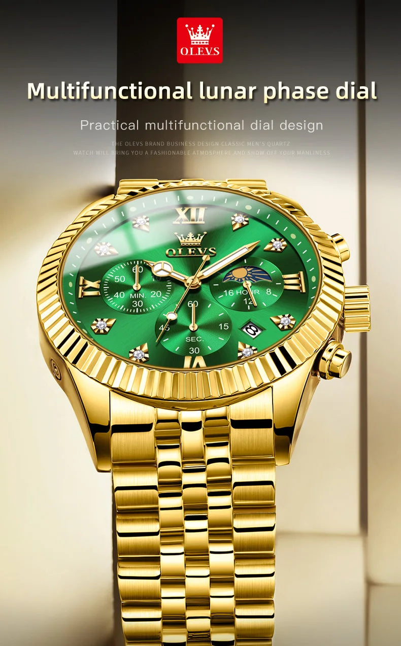 Reloj de Cuarzo OLEVS 2932 para Hombre con Cronógrafo y Diamantes