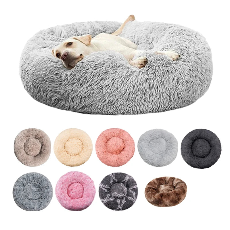 Cama Redonda de Felpa para Mascotas - Perros y Gatos