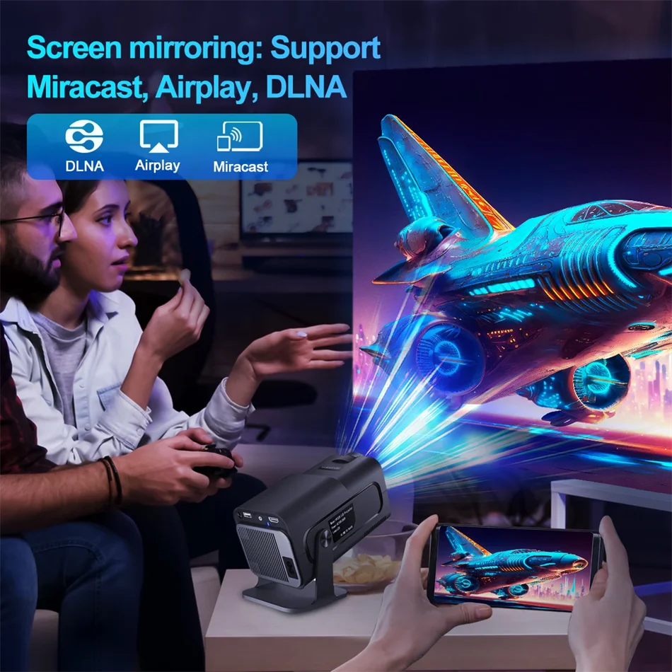 2025 4K Android 11 Proyector Nativo 1080P 390ANSI HY320 Dual Wifi6 BT5.0 1920*1080P Cine Proyector portátil actualizado HY300