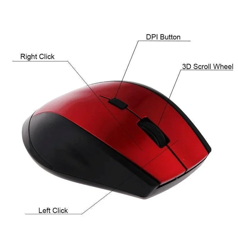 Ratón inalámbrico de 2,4 Ghz para ordenador, ratón para juegos de PC con receptor USB, accesorios para ordenador portátil