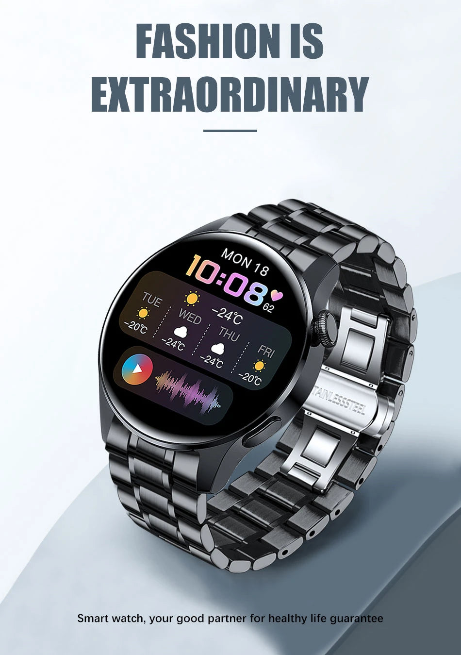 Smartwatch LIGE hombre, llamadas Bluetooth, pantalla AMOLED, resistente al agua