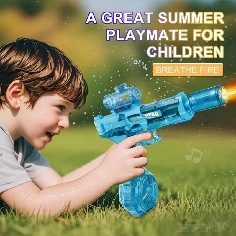 Pistola de Agua Eléctrica con LED y Llama para Niños y Adultos