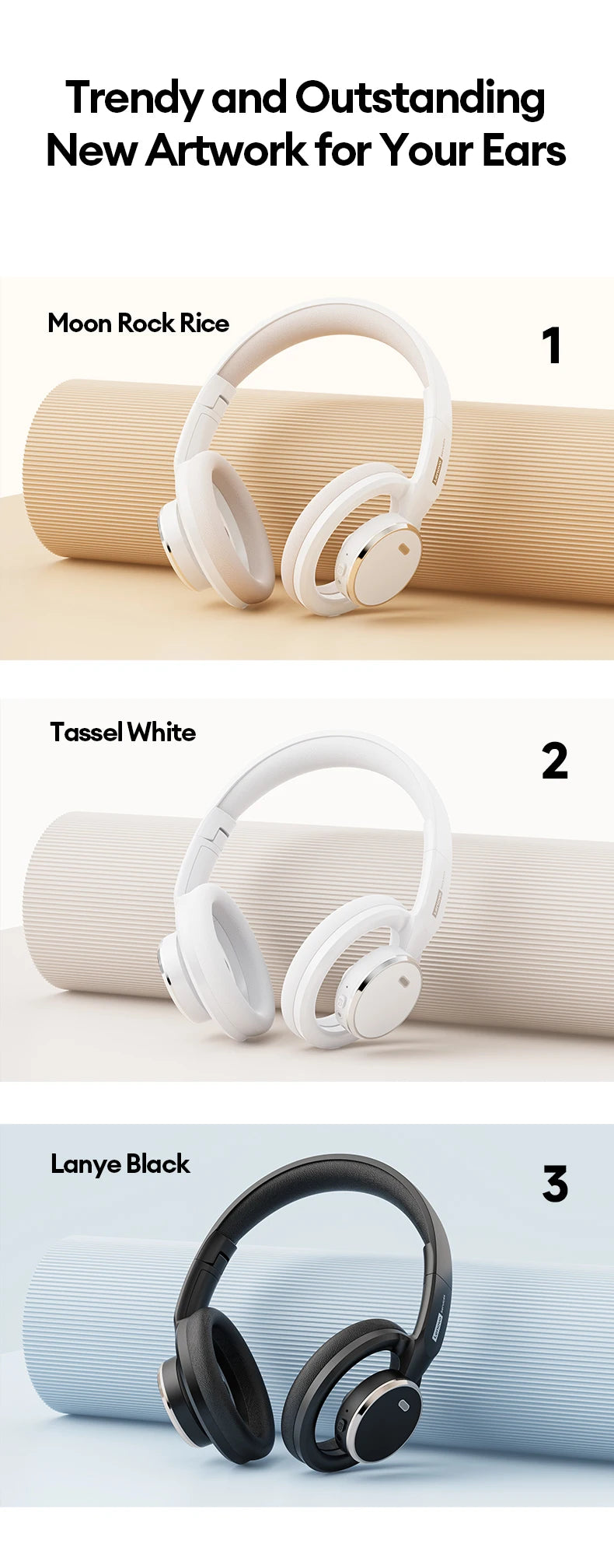 Choice Lenovo Auriculares para juegos inalámbricos Bluetooth 6.0, auriculares plegables deportivos sobre la oreja con micrófono HD, regalos LS116