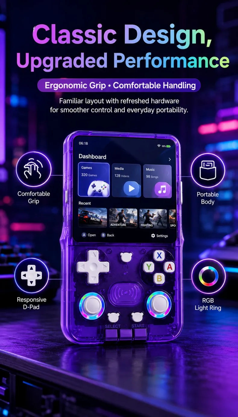 Consola de Juegos Retro X36 Ultra, Pantalla IPS HD de 4.2 Pulgadas, Sistema Dual Android 10, WiFi, Multijugador, Más de 20000 Juegos, Regalos