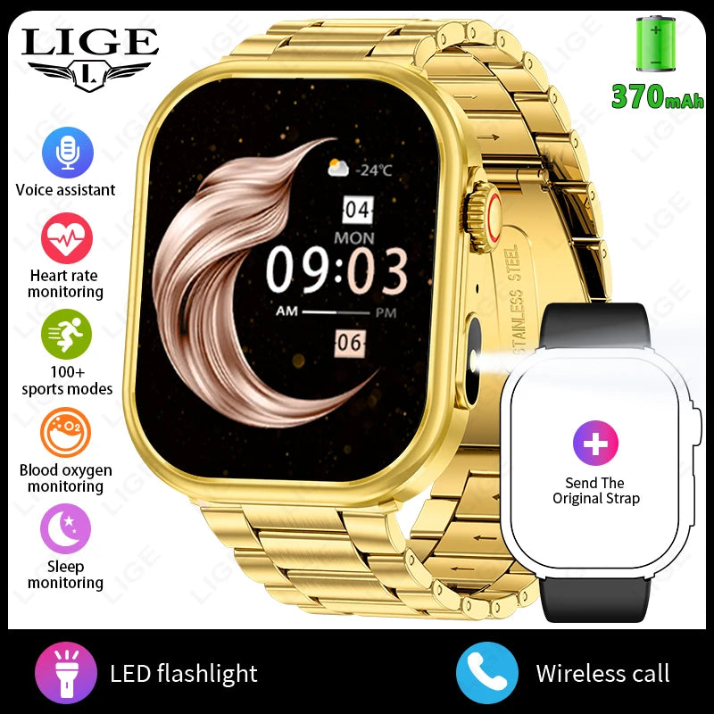 Smartwatch LIGE para mujer y hombre, pantalla 2,01", IP68, llamadas Bluetooth