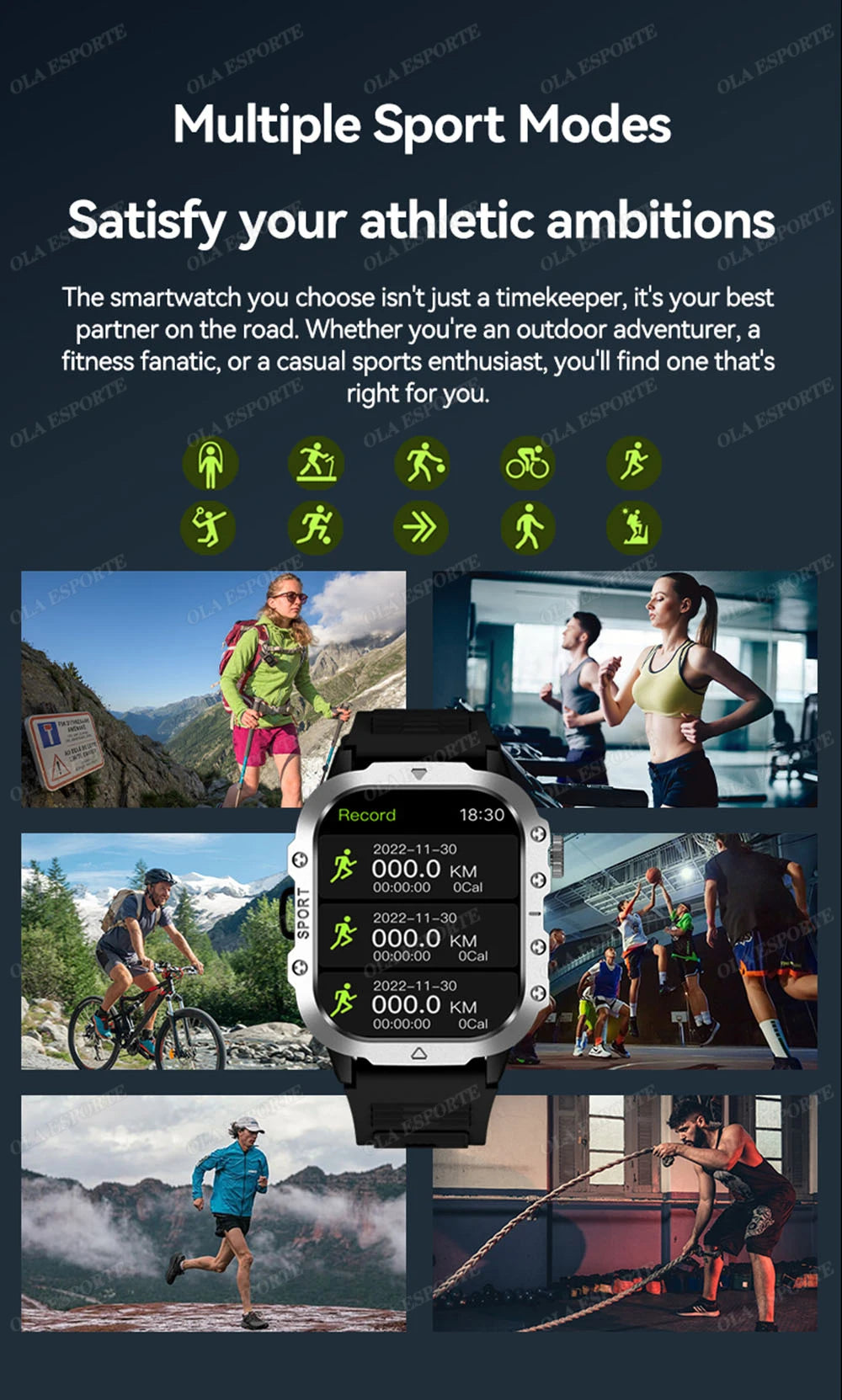 Nuevo Reloj Inteligente Militar para Hombre IP67 3ATM, Monitor de Actividad Física para Deportes al Aire Libre, Monitor de Presión Arterial, Llamadas BT, GPS, Smartwatch Hw12