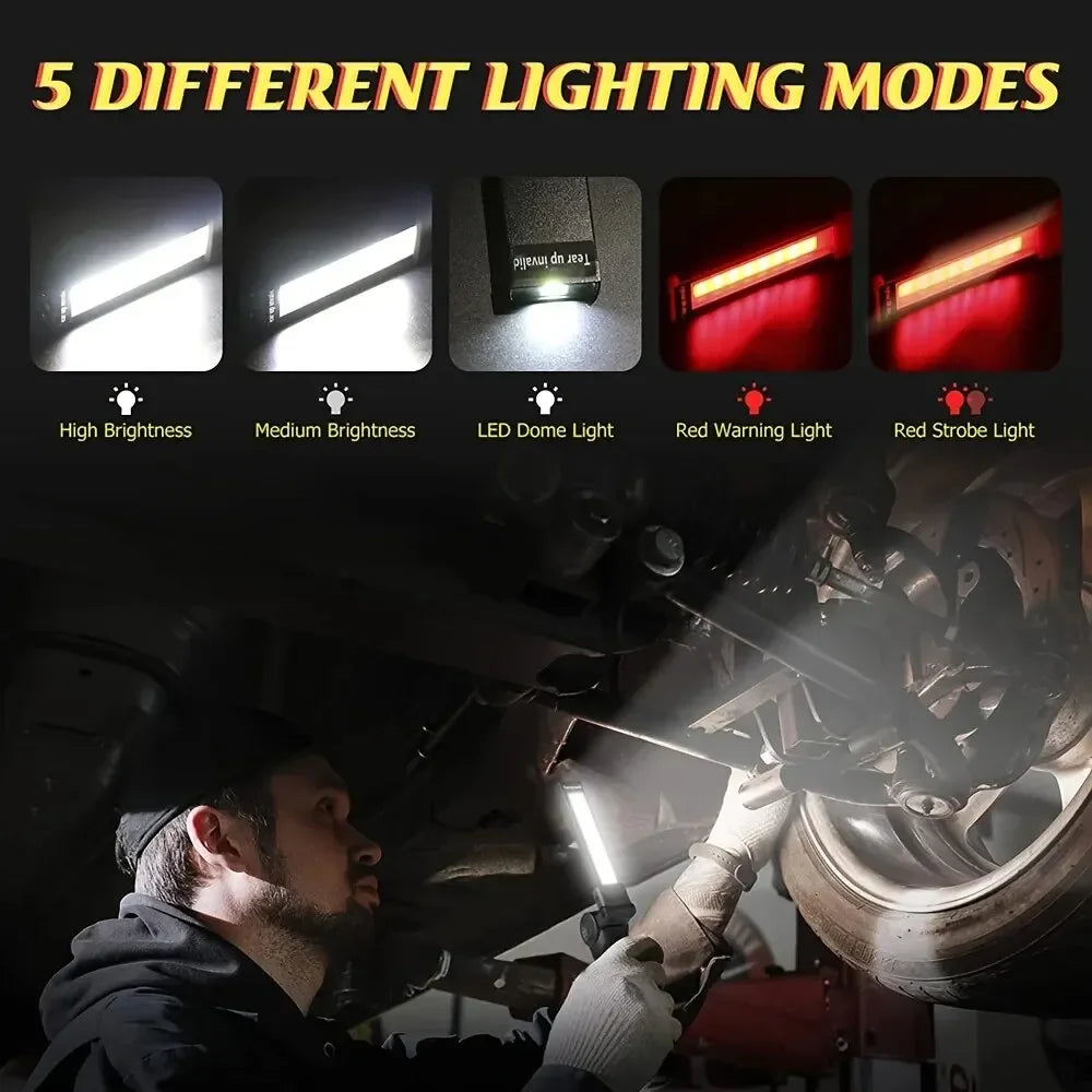 Linterna LED Recargable USB con Base Magnética y 5 Modos de Iluminación