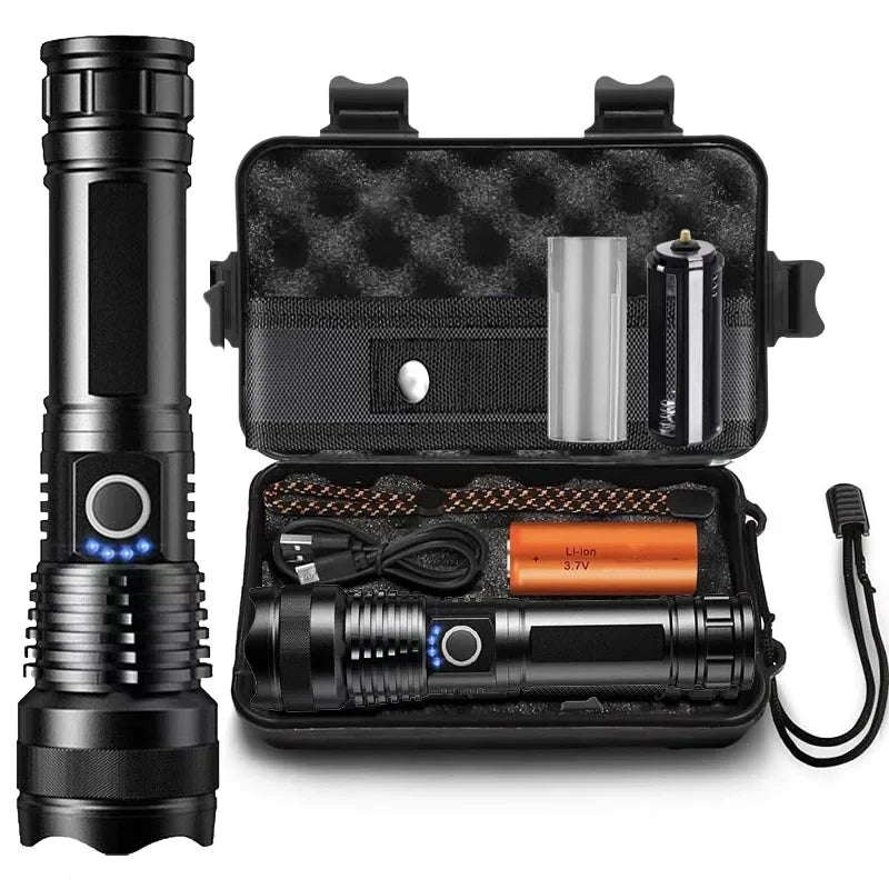Linternas recargables, linterna táctica LED de alta potencia, linterna de caza portátil superbrillante para senderismo de emergencia