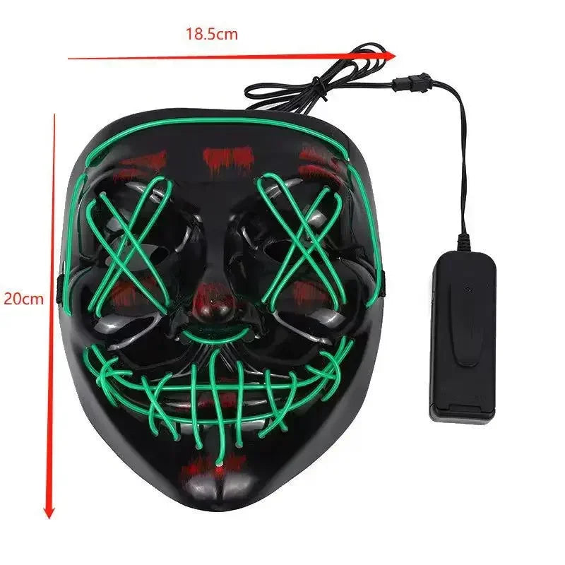 Máscara Led Halloween Carnaval Navidad Fiesta de disfraces Club nocturno Máscara temática de película luminosa La purga Máscara de cosplay brillante