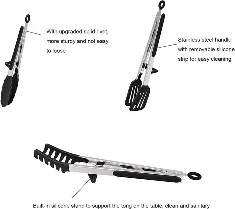 LMETJMA pinzas de cocina pinzas de silicona para alimentos pinzas antiadherentes para servir cocinar para barbacoa ensalada carne Pasta espaguetis fideos JT302