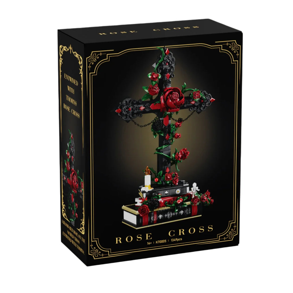 K70005 Juguetes de ensamblaje modelo Gothic Rose Cross, juguetes de bloques de construcción MOC, adorno de escritorio, juguetes educativos, regalo de cumpleaños para adultos